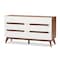 Baxton Studio Calypso Mid-Century White and Walnut Wood 6-Drawer Storage Dresser 137-7502 - alternate 1